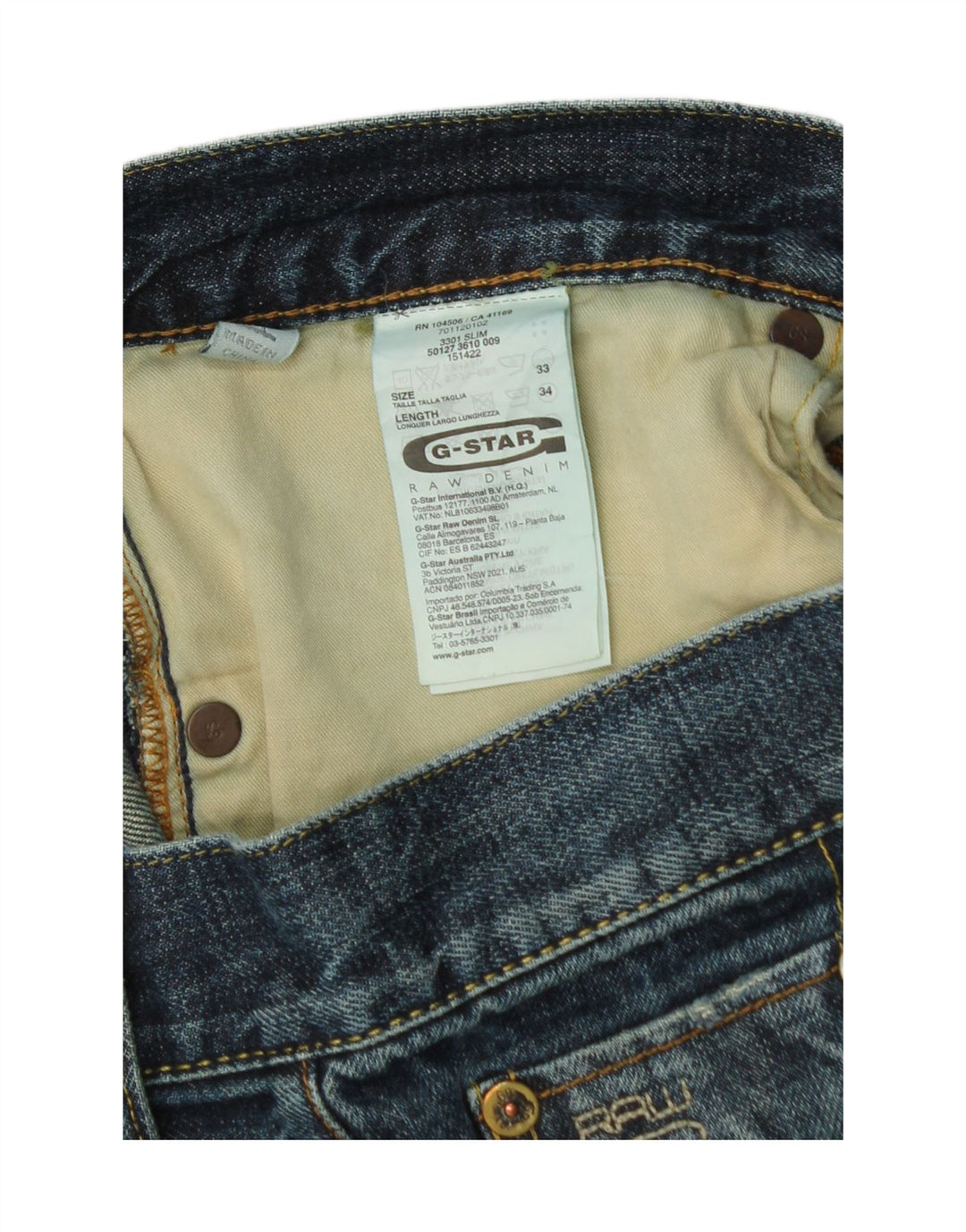 G-Star Herre Distressed Slim Jeans W33 L34 Blå Bomuld
