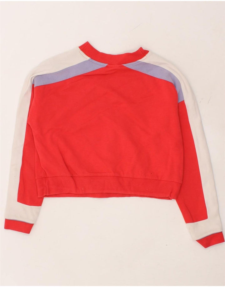 PUMA Womens Oversized Crop Sweatshirt Jumper UK 6 XS Red Colourblock Vintage Puma and Second-Hand Puma from Messina Hembry 