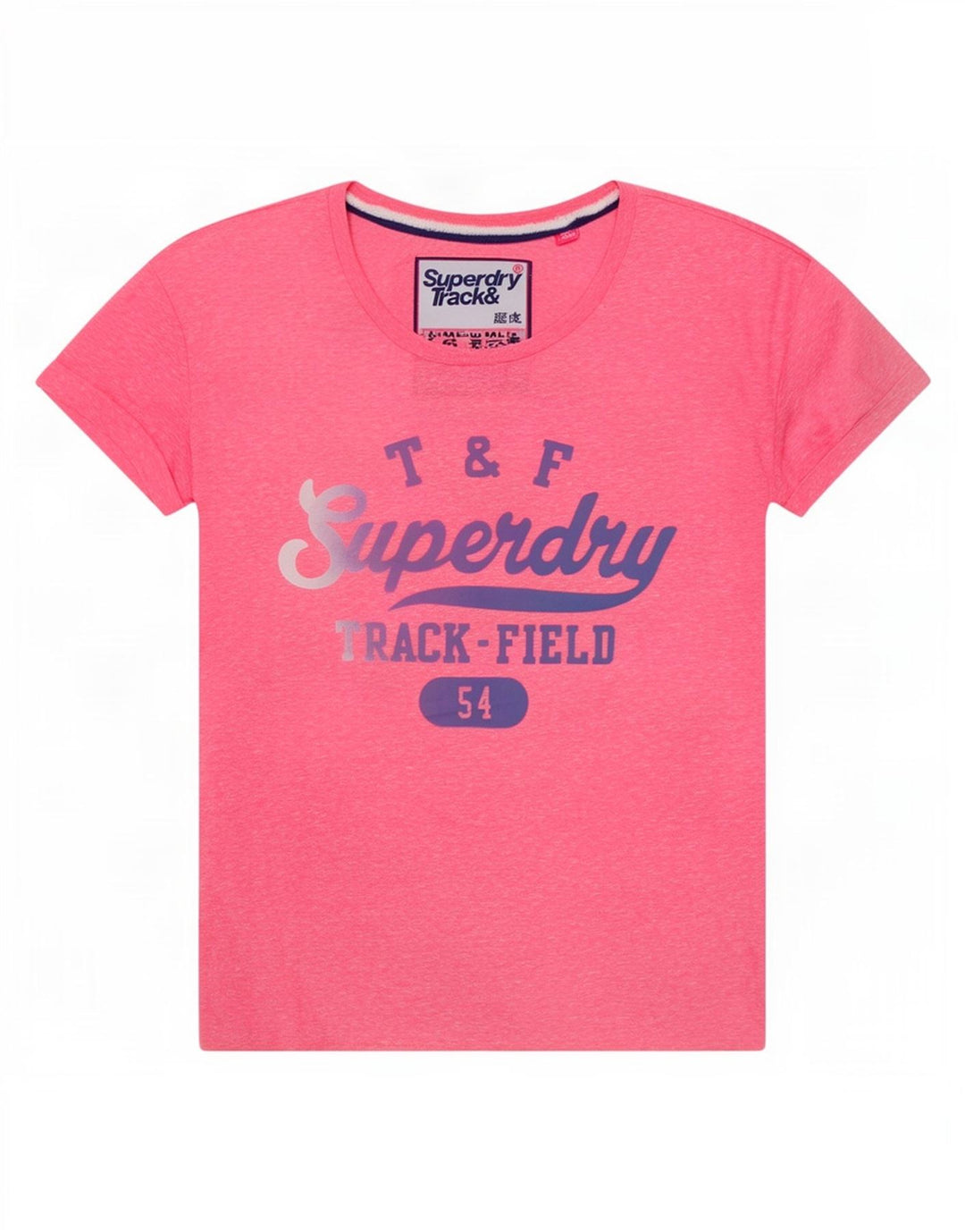 Superdry Grafisk T-shirttop til kvinder UK 14 Medium Pink Flecked Polyester