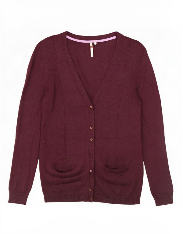 White Stuff Dame Cardigan Sweater UK 14 Medium Burgundy Viscose