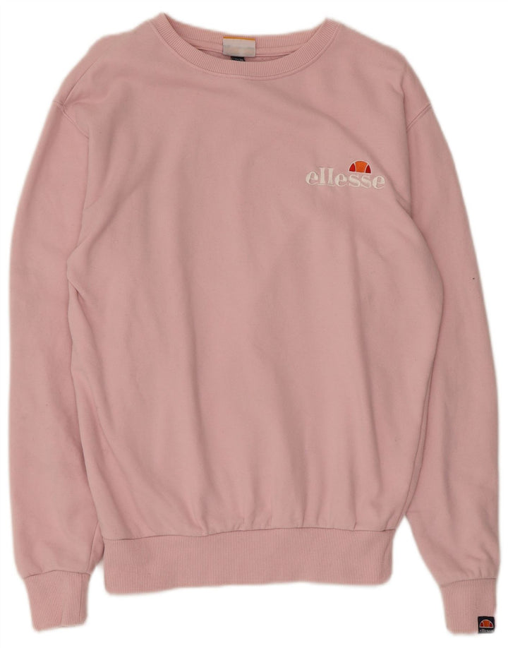Ellesse Womens Graphic Oversized Sweatshirt Jumper UK 8 Small Pink Cotton