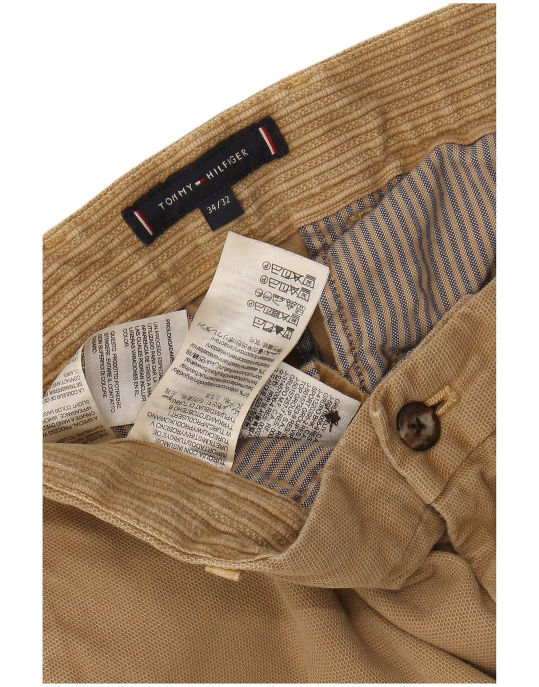 TOMMY HILFIGER Slim Chino-bukser til mænd W34 L28 Beige bomuld
