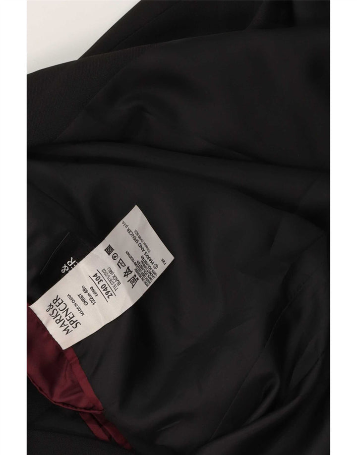 Marks & Spencer Herre 3 Button Blazer Jacket UK 48 2XL Sort Polyester