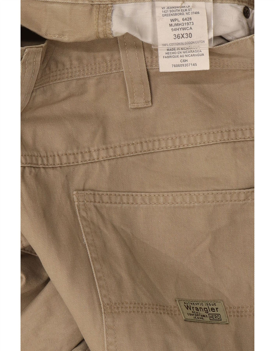 Wrangler Straight Cargo Bukser til mænd W36 L27 Beige Bomuld
