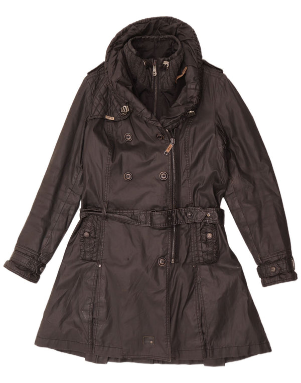 KHUJO Womens Trench Coat UK 18 XL Black Polyester