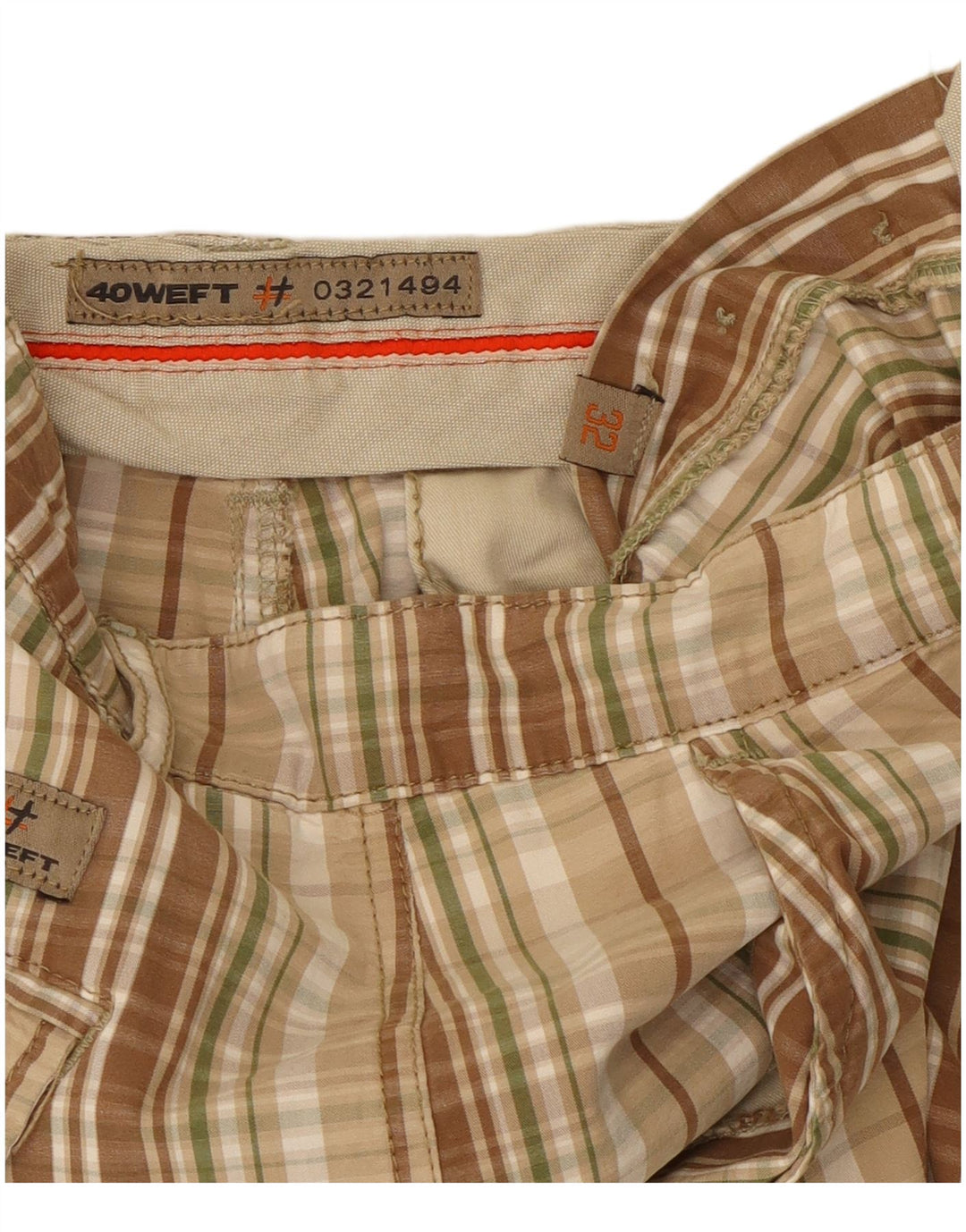 40WEFT Mens Cargo Shorts W32 Medium Multicoloured Check Cotton