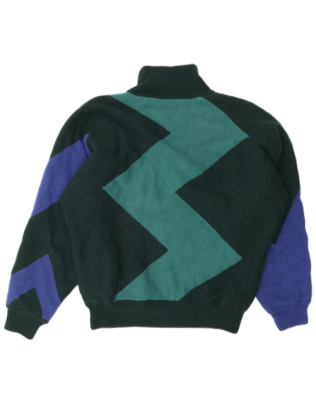 Gianni Versace Herre Turtle Neck Jumper Sweater Medium Green Colourblock