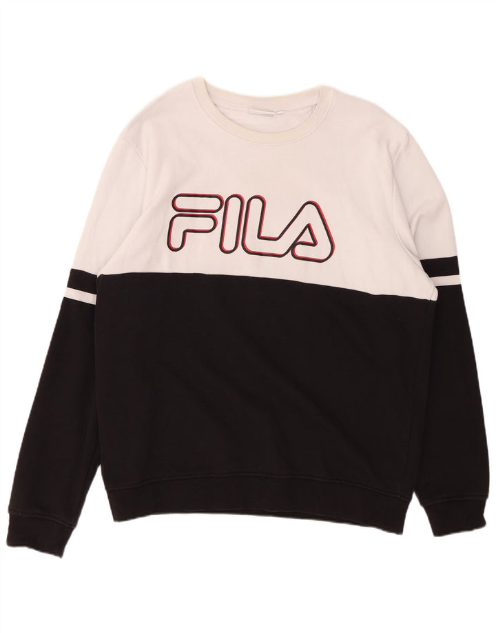FILA Herre grafisk sweatshirt jumper stor sort Colourblock Bomuld