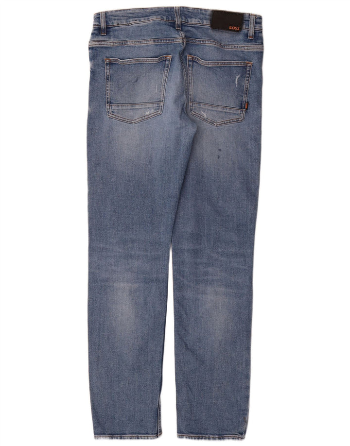 Hugo Boss Herre Distressed Slim Jeans W32 L32 Blå Bomuld