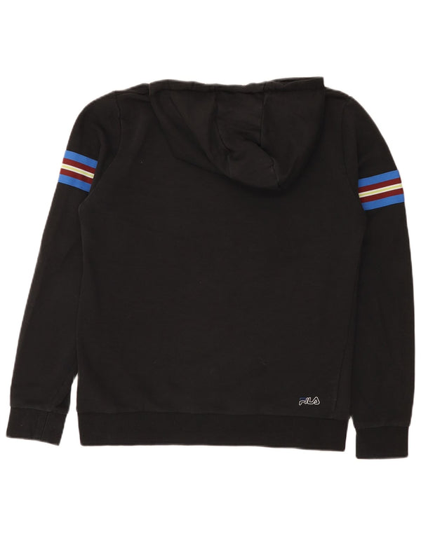 Fila Mens Graphic Hoodie Jumper Medium Black Cotton