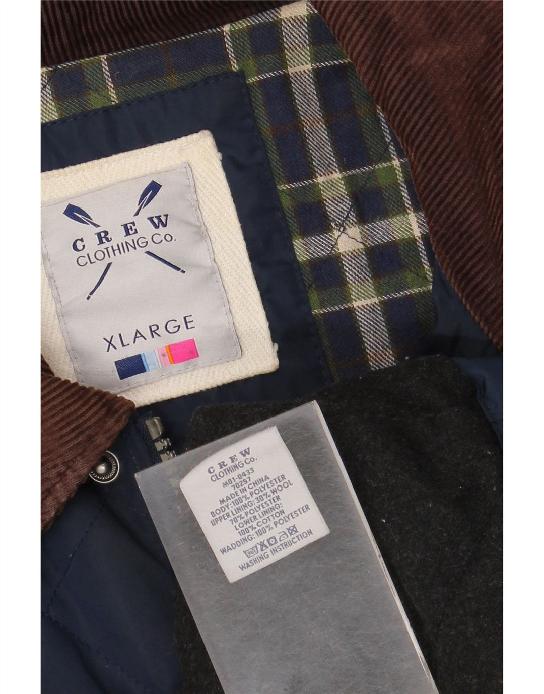 Crew Clothing Herre quiltet jakke UK 42 XL Navy Blue Polyester