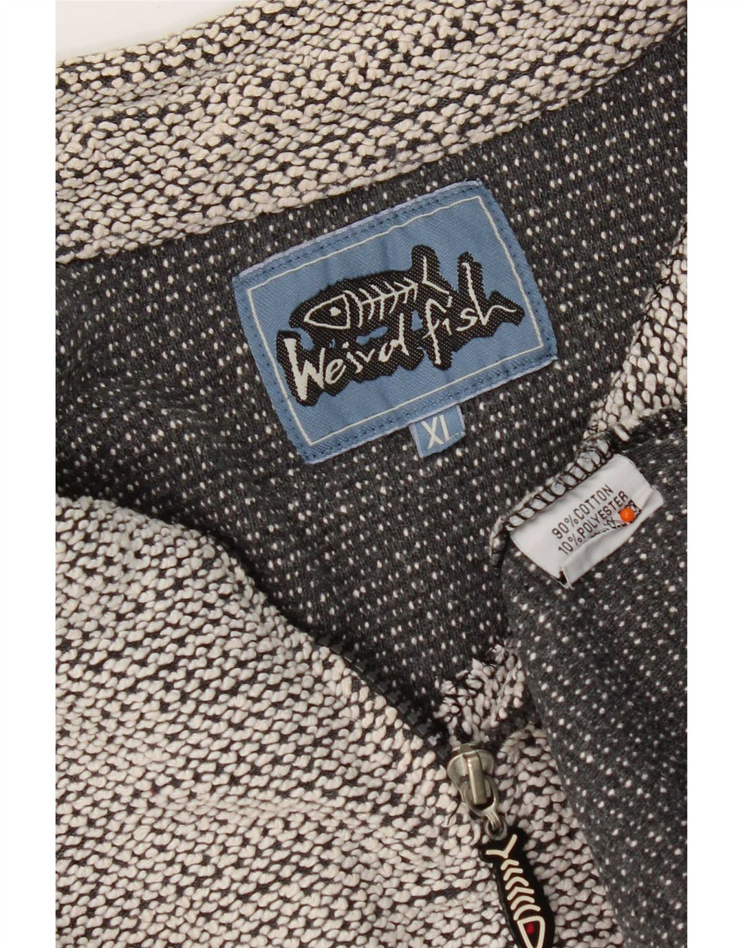 Weird Fish Herre 1/4 Zip Sweatshirt Jumper XL Grå Flecked Bomuld