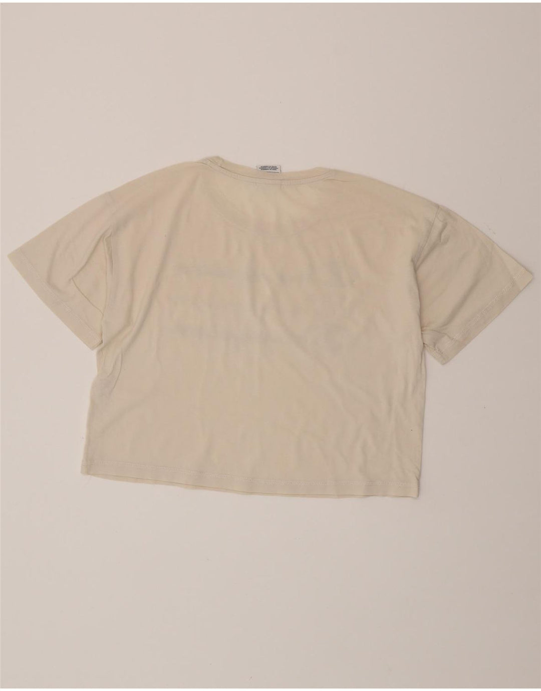 CHAMPION Dame Oversized Crop Grafisk T-Shirt Top UK 10 Small Off White
