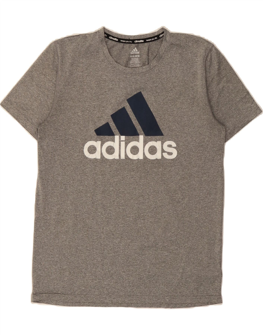 ADIDAS Boys Graphic T-Shirt Top 14-15 Years Large Grey Polyester Vintage Adidas and Second-Hand Adidas from Messina Hembry 