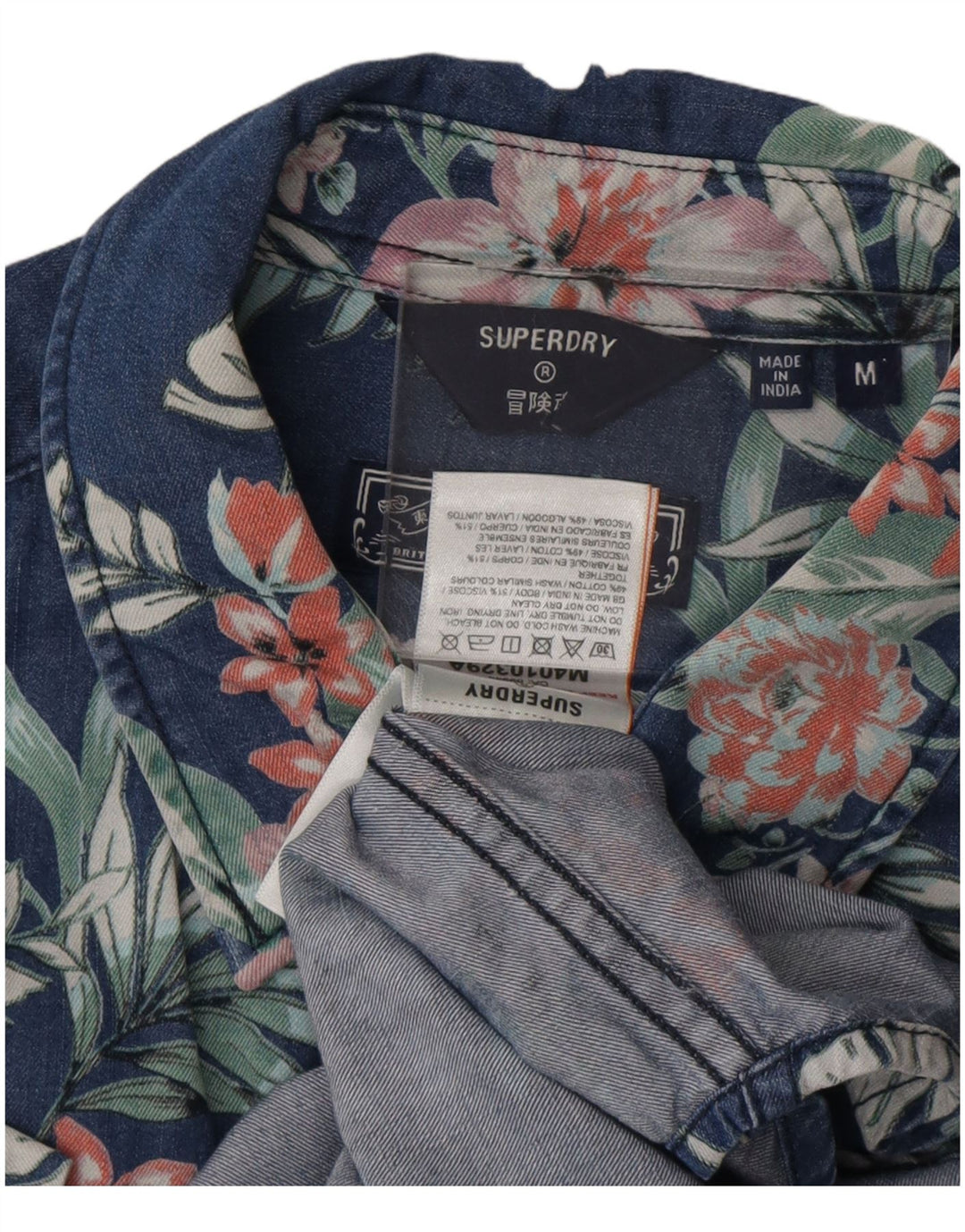SUPERDRY Kortærmet Herreskjorte Medium Navy Blue Floral Viscose