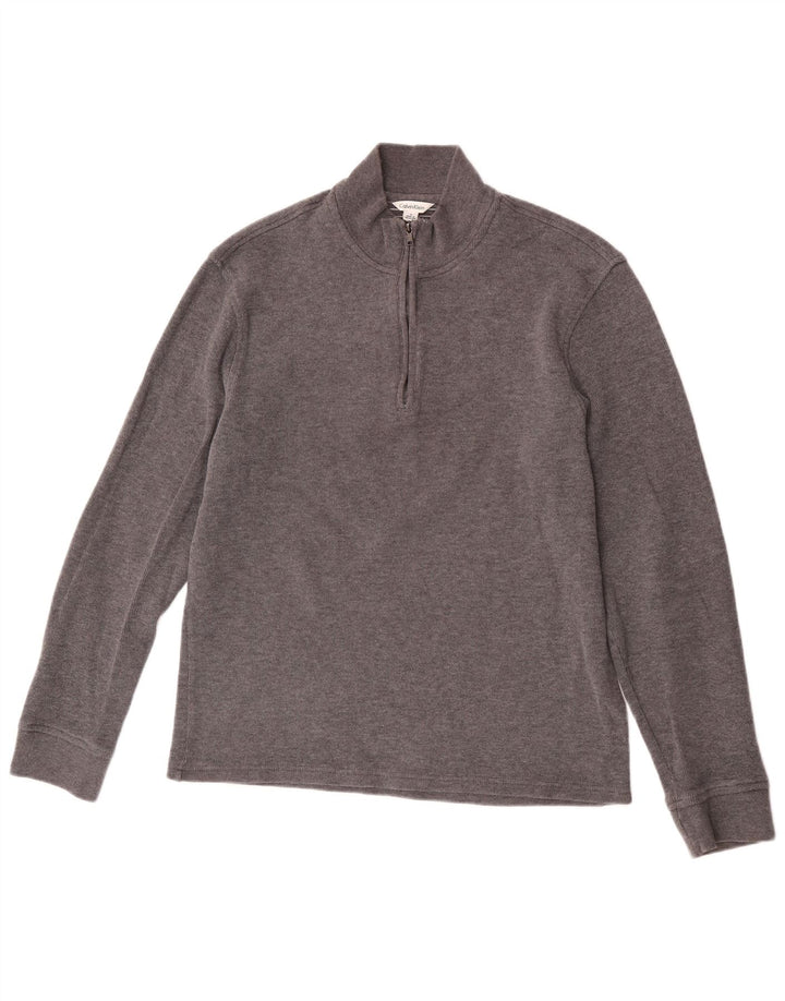 Calvin Klein Herre Zip Neck Sweatshirt Jumper lille grå bomuld
