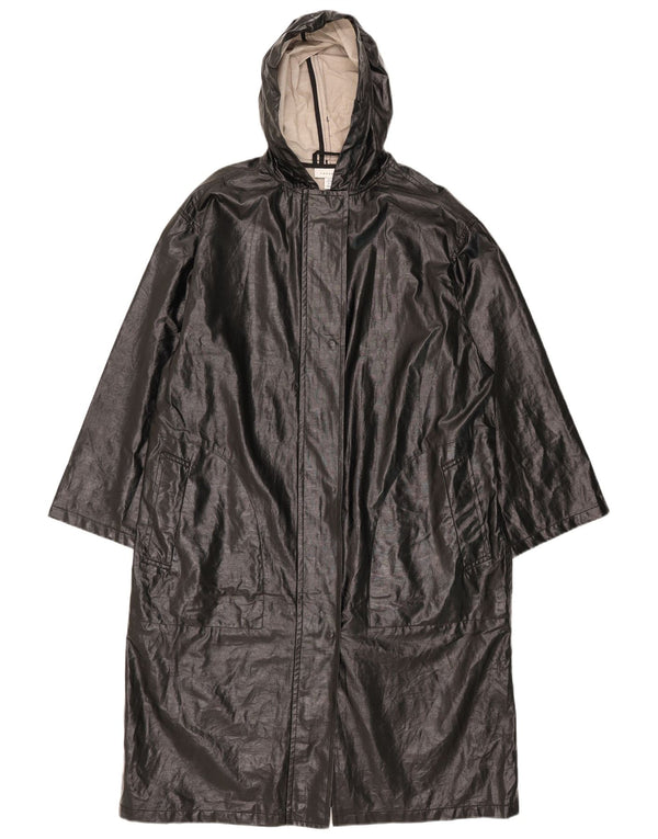 Topshop Dame Hætte Oversized Regnfrakke UK 10 Small Black Bomuld