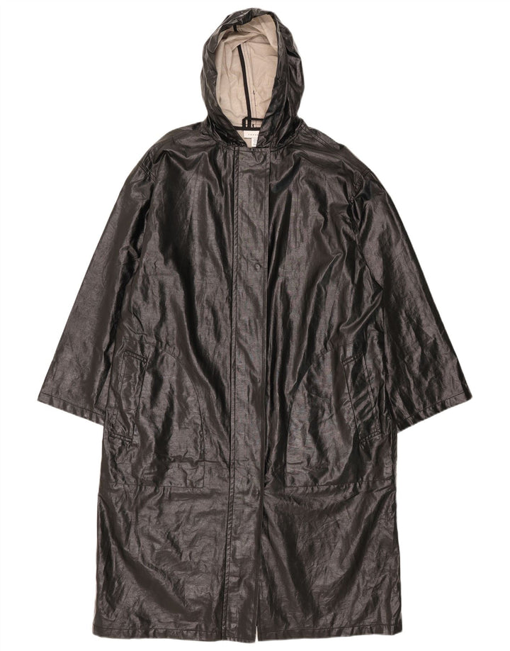 Topshop Dame Hætte Oversized Regnfrakke UK 10 Small Black Bomuld