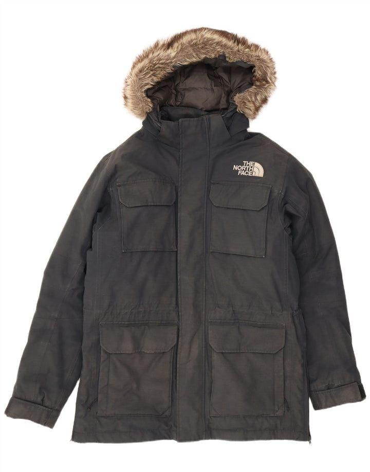 The North Face Herre Hooded Parka Jacket UK 38 Medium Navy Blue Polyester