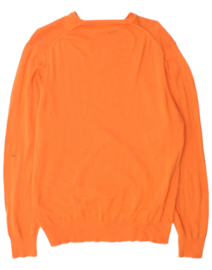 Zara Herre Boat Neck Jumper Sweater Stor Orange Bomuld