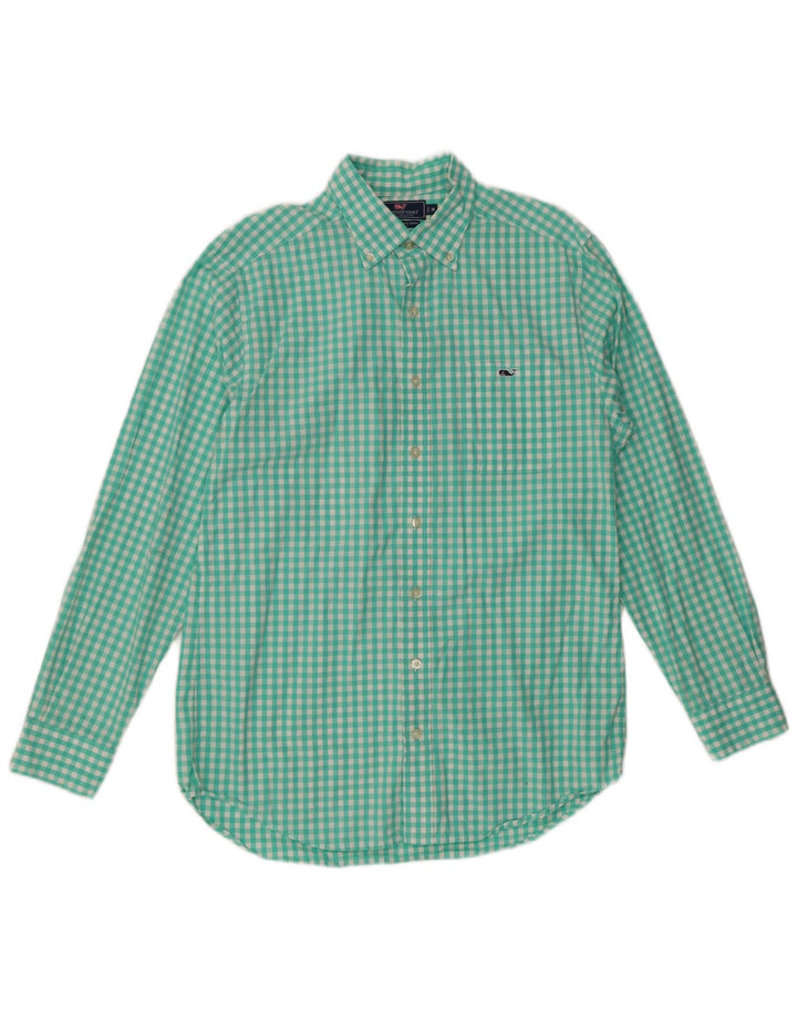 VINEYARD VINES Herre Slim Fit skjorte Medium Turkis Gingham Cotton