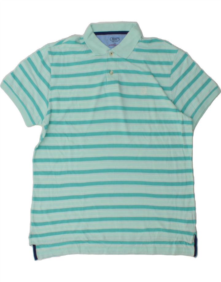 CHAPS Mens Polo Shirt Large Blue Striped Cotton Vintage Chaps and Second-Hand Chaps from Messina Hembry 
