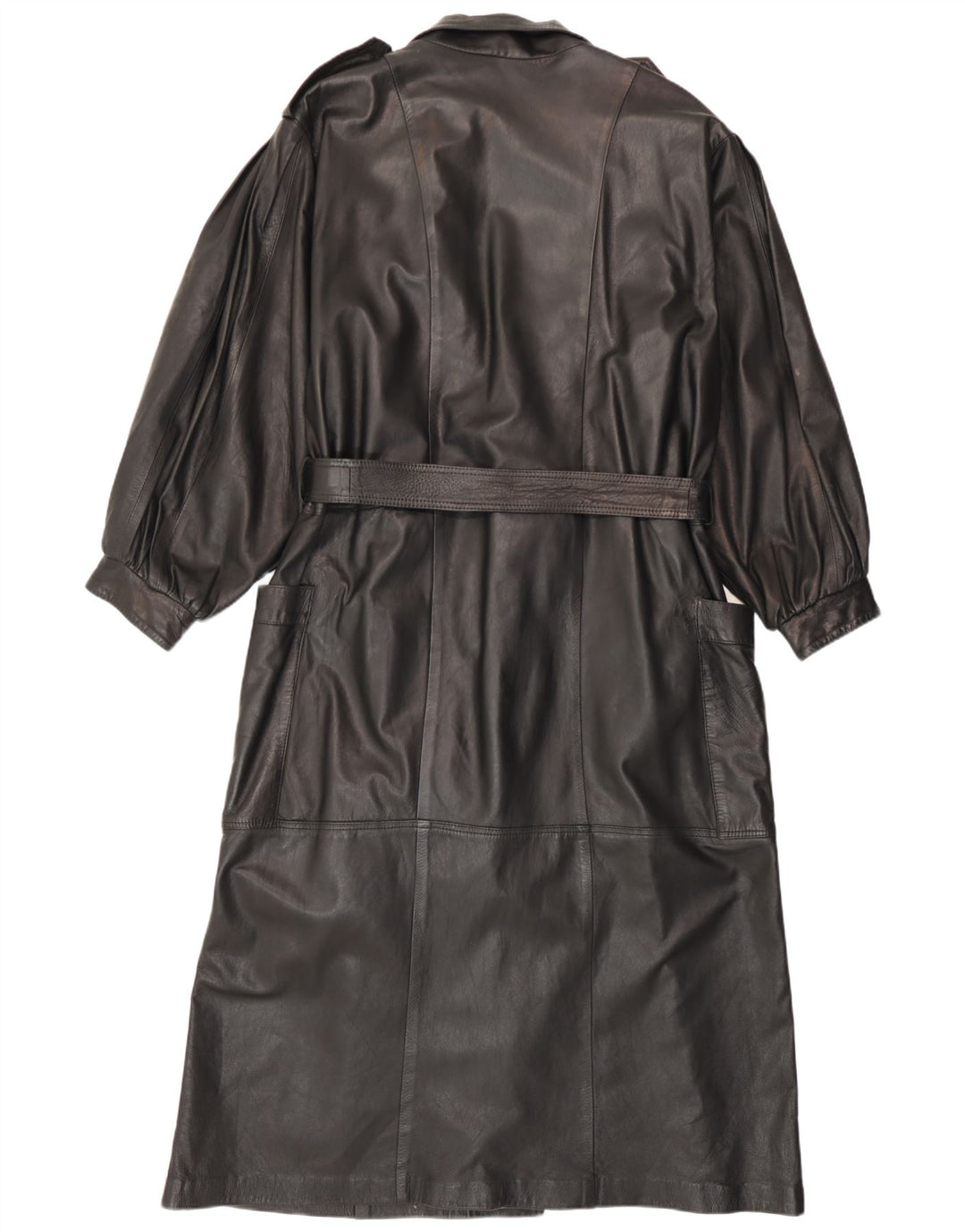 Vintage Military Læderfrakke til kvinder UK 14 Medium Sort