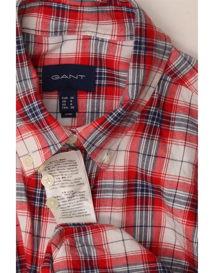 GANT Dame Longline Oversized flannel skjorte UK 8 Lille rød ternet bomuld
