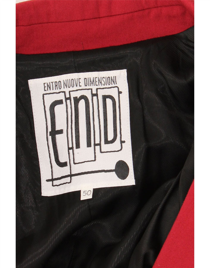 VINTAGE Herre 3-knaps blazerjakke IT 50 Stor rød uld