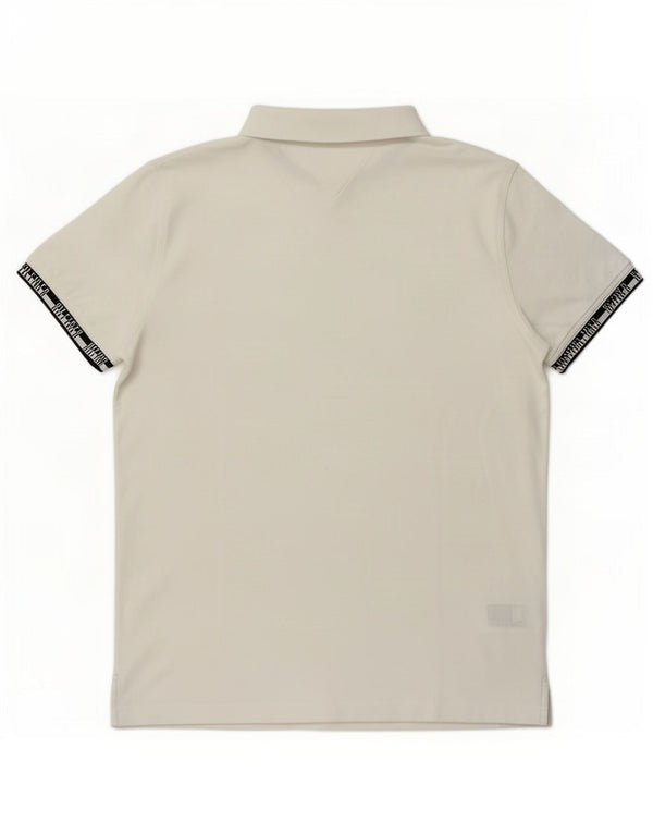 Tommy Hilfiger Mens Graphic Regular Fit Polo Shirt Medium White Cotton
