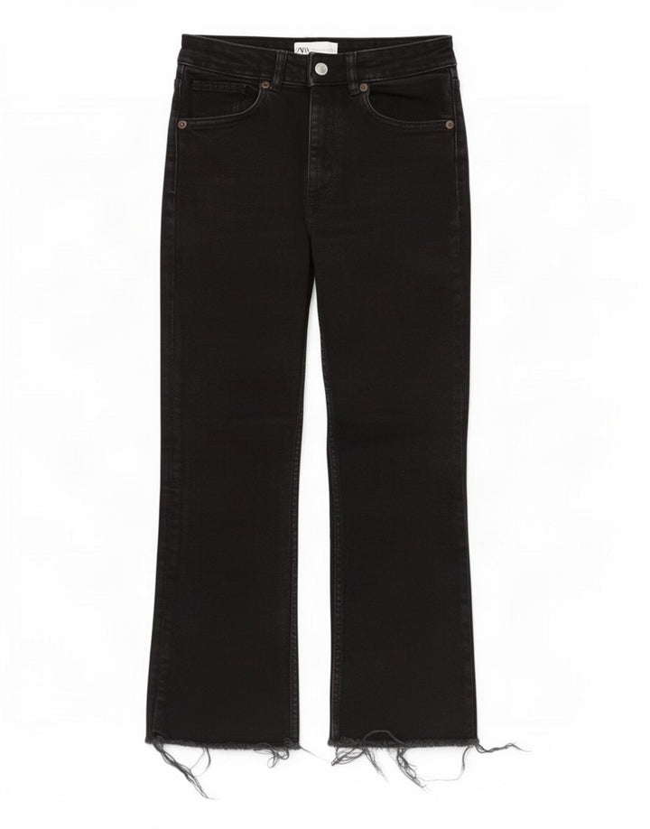 Zara Womens Crop Straight Jeans EU 38 Small W28 Black