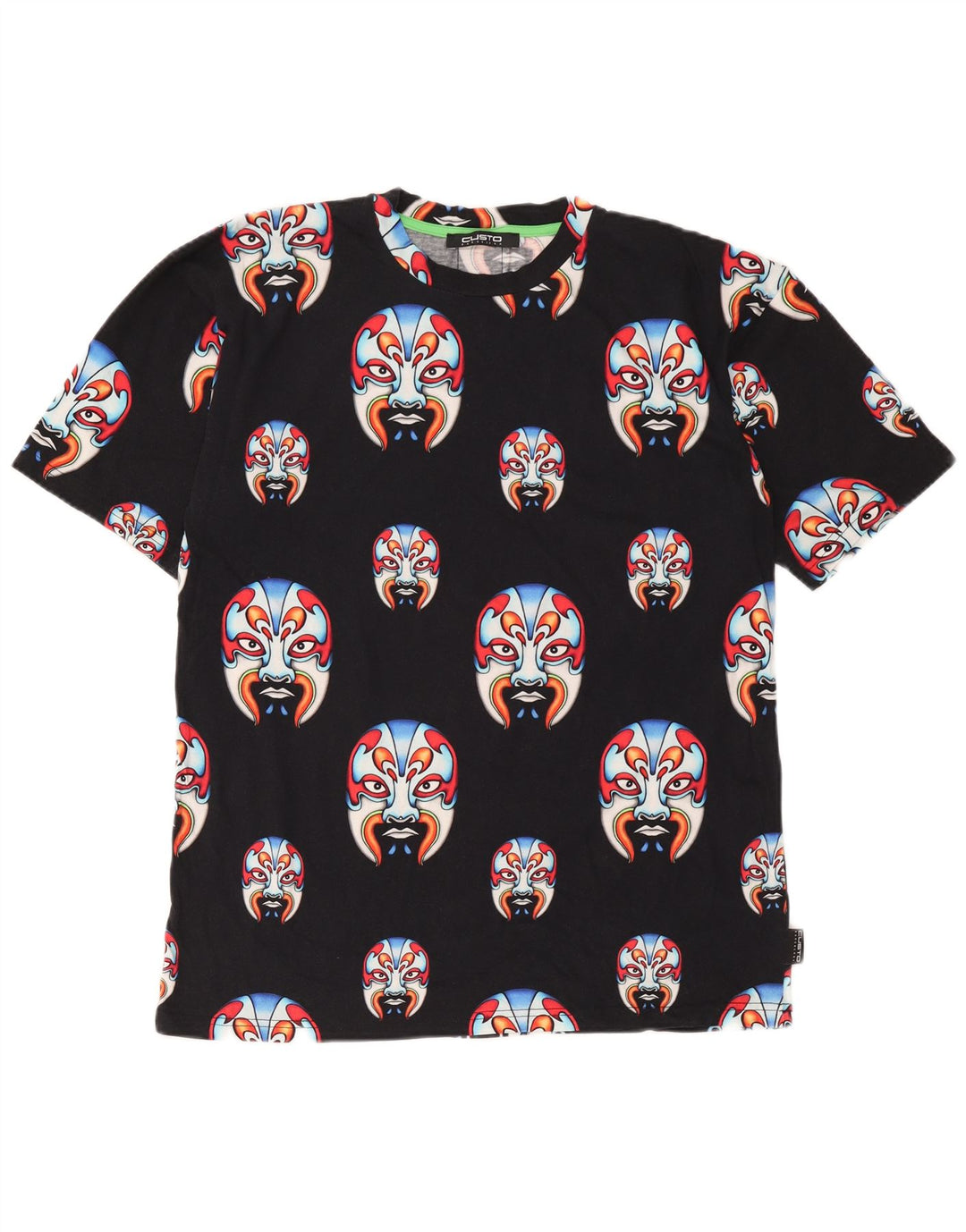 Custo Barcelona Herre Grafisk T-Shirt Top Medium Sort Bomuld