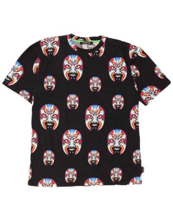 Custo Barcelona Herre Grafisk T-Shirt Top Medium Sort Bomuld