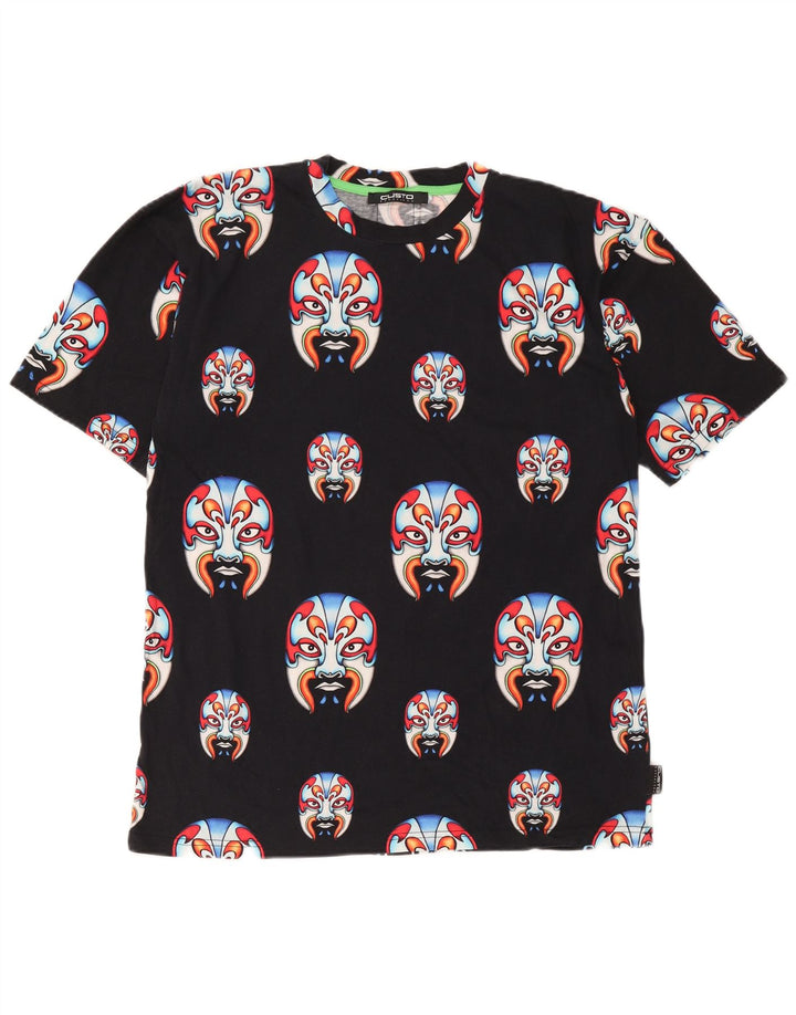 Custo Barcelona Herre Grafisk T-Shirt Top Medium Sort Bomuld
