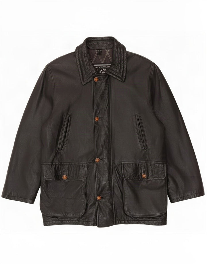Salvatore Lepore Herre Læderfrakke IT 52 XL Sort