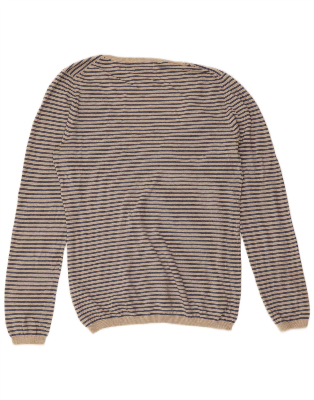 MASSIMO DUTTI Dame V-hals sweater UK 18 XL Blå Stribet Cashmere