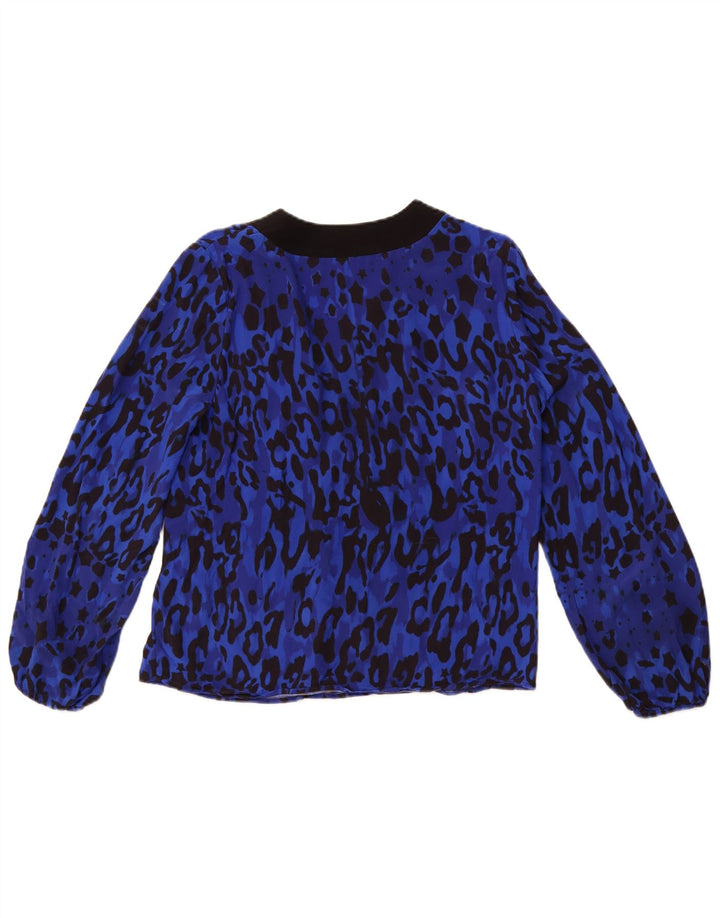 TED BAKER Langærmet bluse til kvinder i top størrelse 2 Lille blå dyreprint