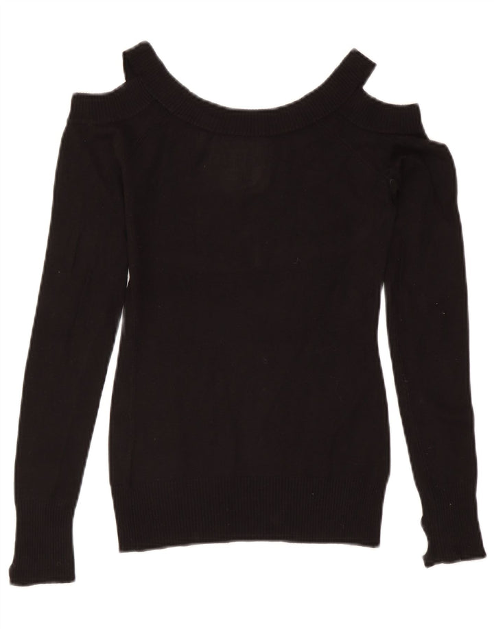 GUESS Dame grafisk bådhals sweater UK 8 Small Black