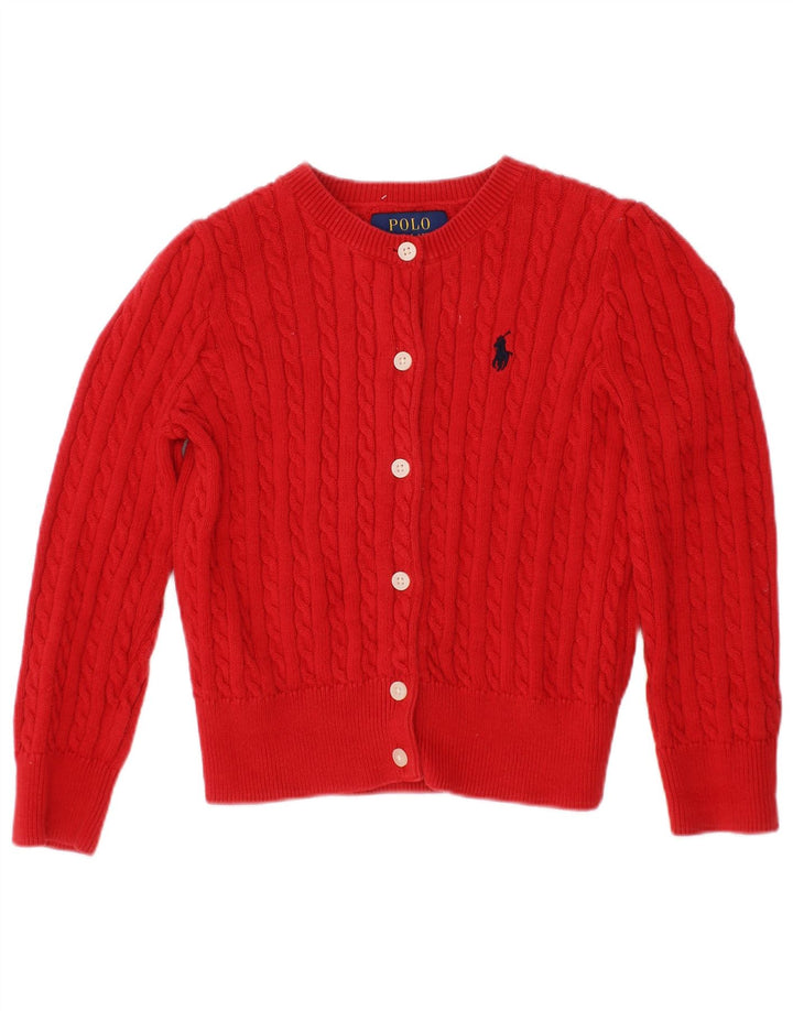 POLO RALPH LAUREN Pige Cardigan Sweater 2-3 År Rød Bomuld