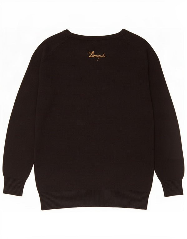 Desigual Dame Boat Neck Jumper Sweater UK 14 Medium Grå Geometrisk