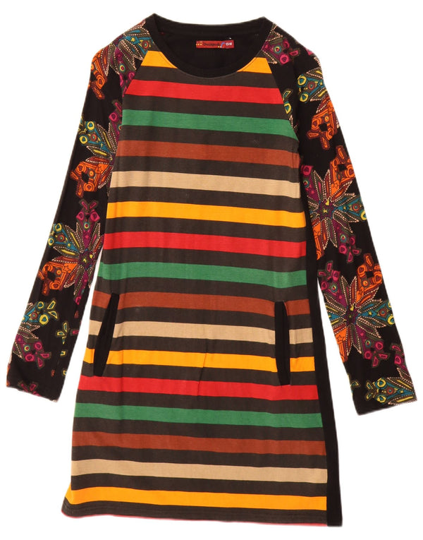 Desigual Piger Langærmet T-Shirt Kjole 13-14 År Flerfarvet Stribet