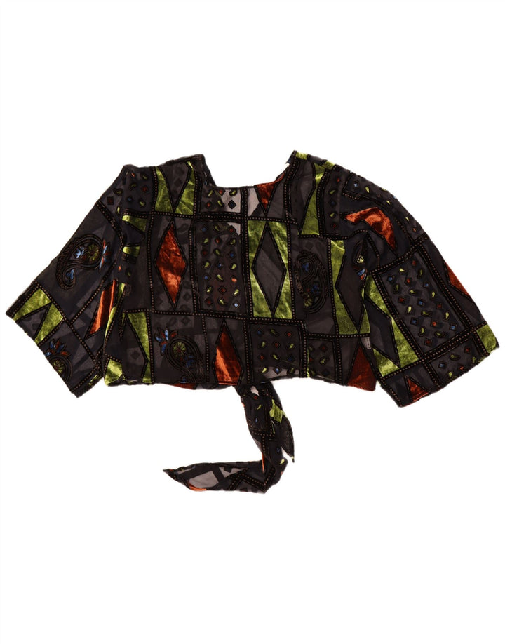 MOTEL Dame Oversized Se Through Bolero Top UK 10 Small Black Patchwork