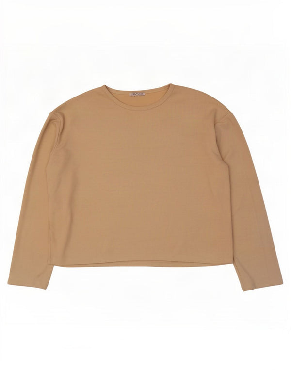 Zara Herre Loose Fit Top Langærmet Stor Beige