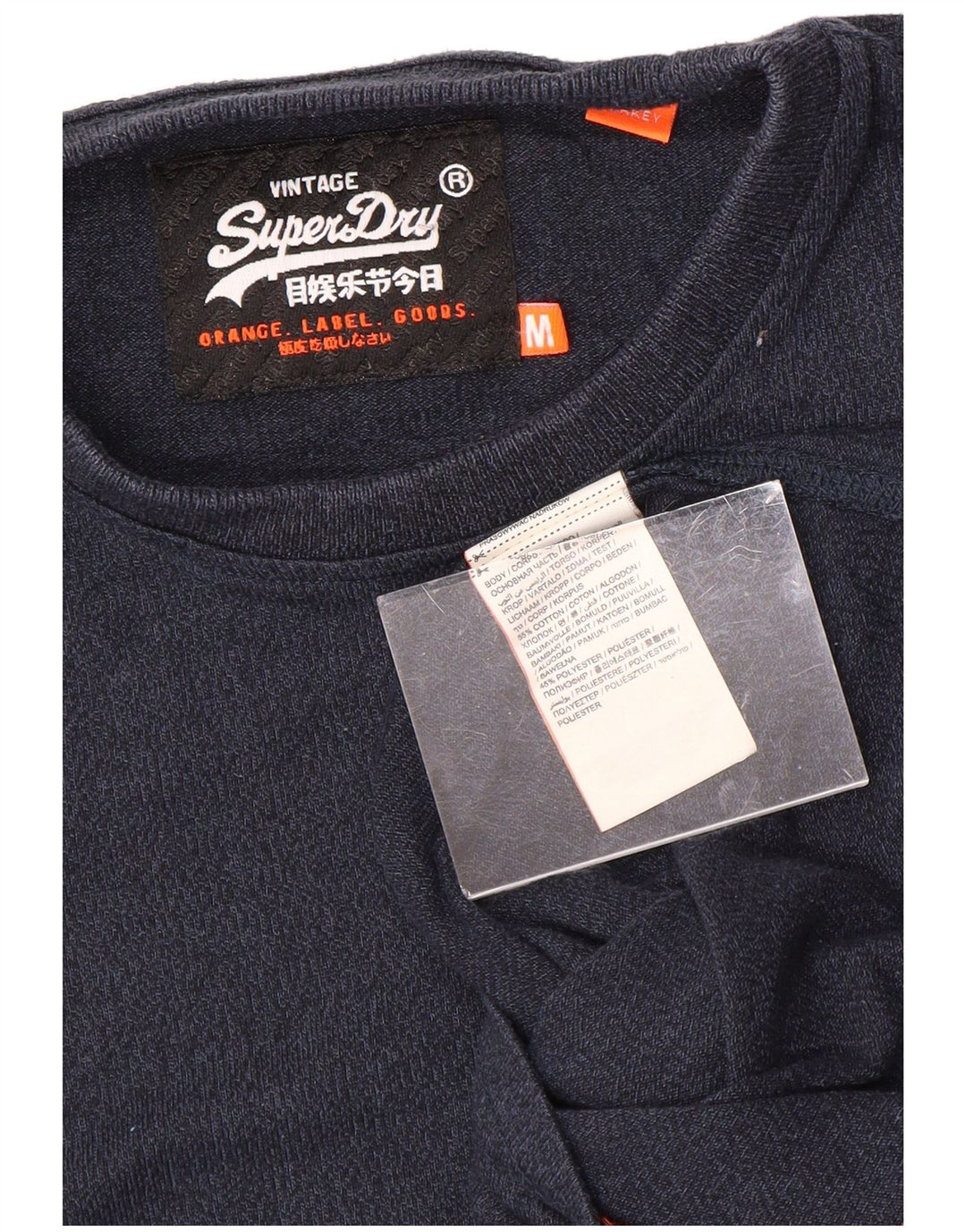 SUPERDRY Herre T-shirt Top Medium Navyblå Flecked Bomuld