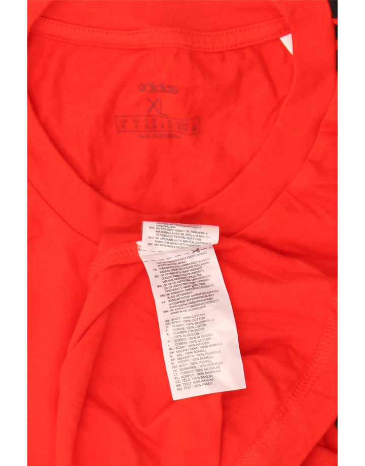 Adidas Herre T-Shirt Top XL Rød Bomuld