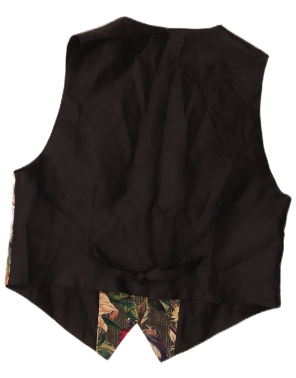 Vintage herrevest UK 44 XL sort blomster