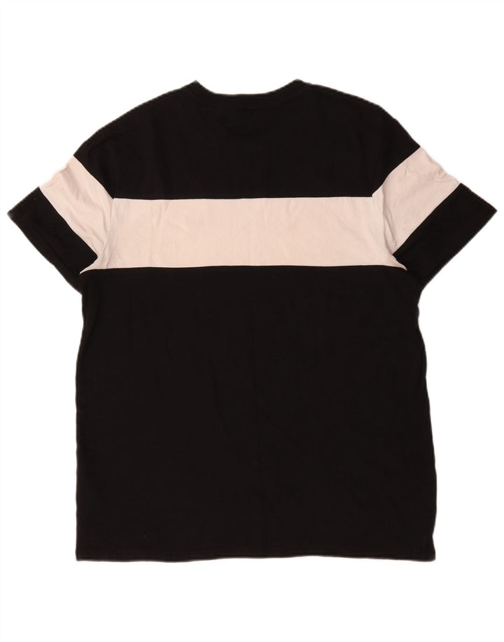 Tommy Hilfiger Herre T-Shirt Top Medium Sort Colourblock Bomuld