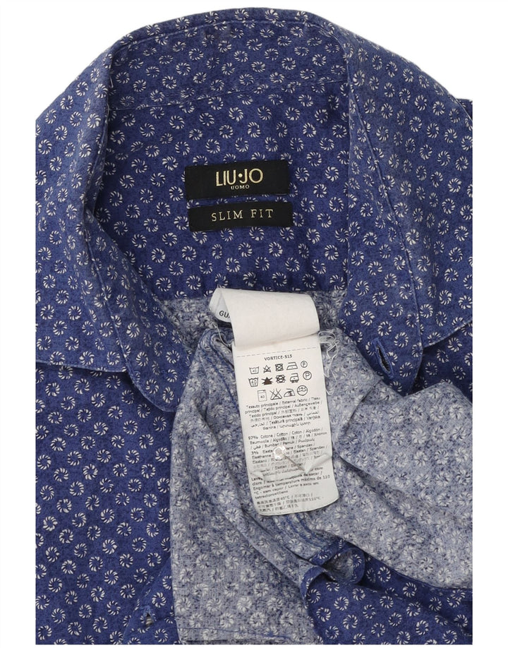 Liu Jo Herre Slim Fit skjorte Medium blå plettet bomuld