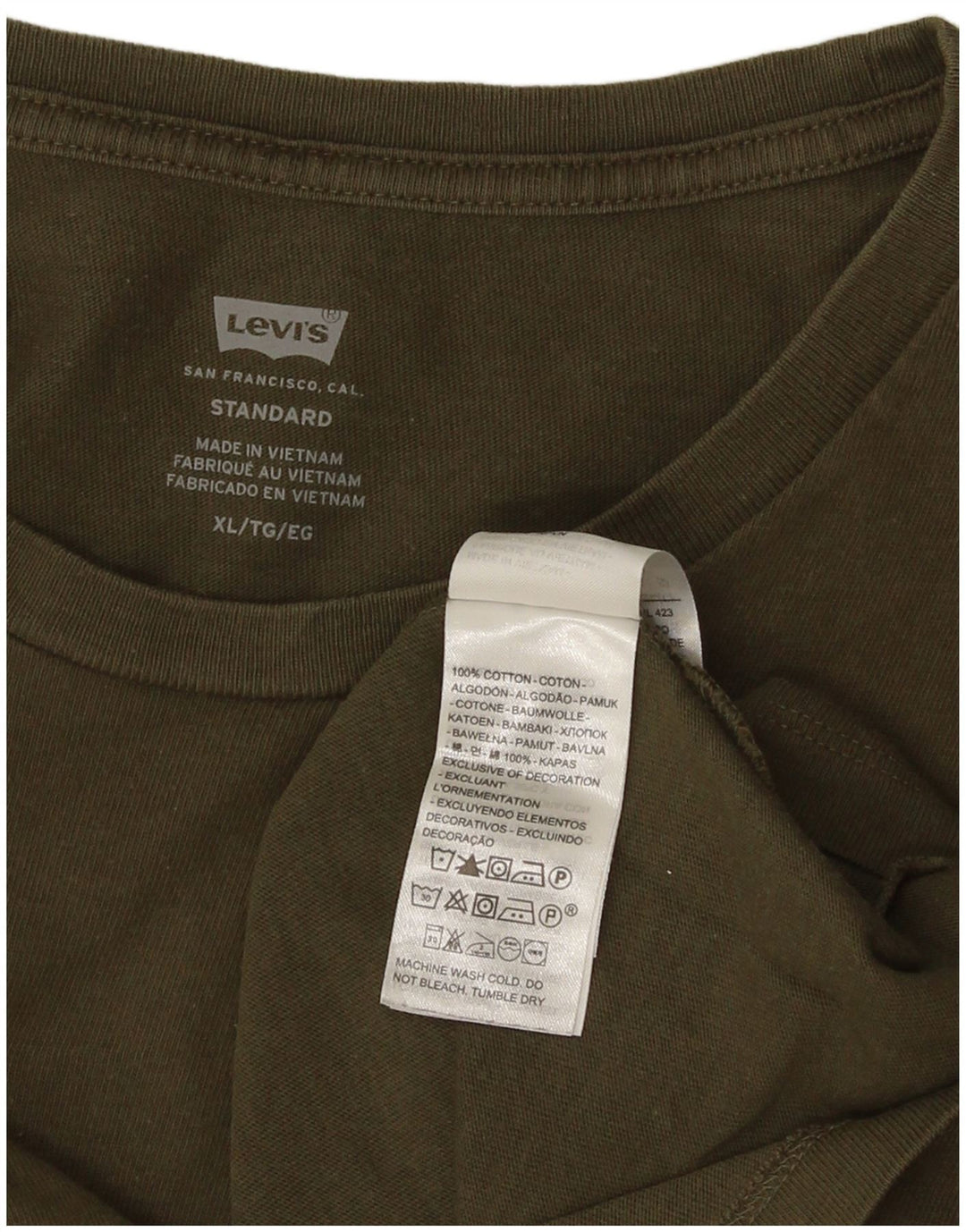Levi's Herre Standard T-Shirt Top XL Khaki Bomuld