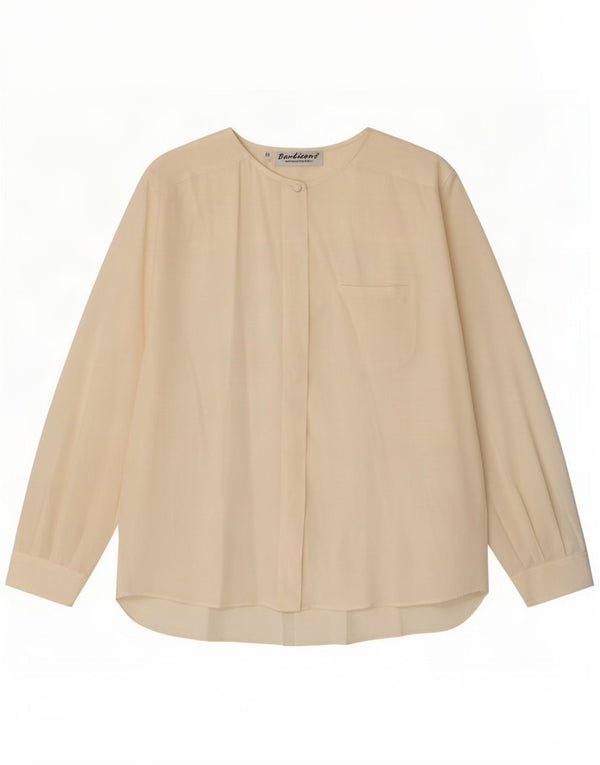 Vintage Dame Oversized Skjorte Bluse IT 50 XL Beige Silke